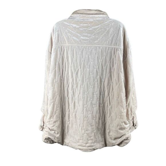 See And Be Seen Quilted Velour Jacket Shacket Ecru L - Picture 2 of 16